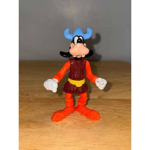 Vintage Disney Epcot Goofy Viking Action Figure Figurine Toy Blue Helmet Orange - Picture 1 of 7
